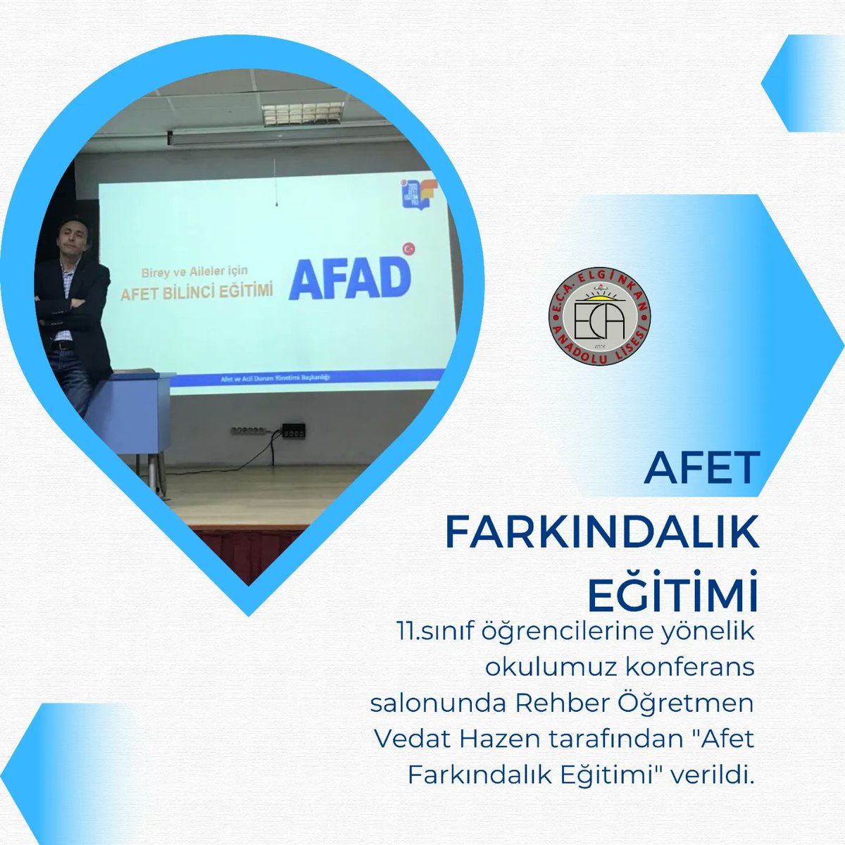 ecaelginkan's tweet photo. 11. Sınıf öğrencilerimize yönelik okulumuz konferans salonunda Rehber Öğretmen Vedat Hazen tarafından "Afet Farkındalık Eğitimi" verildi.
@maltepemem34 #ecaelginkananadolulisesi https://t.co/fiYD0UKU9K
