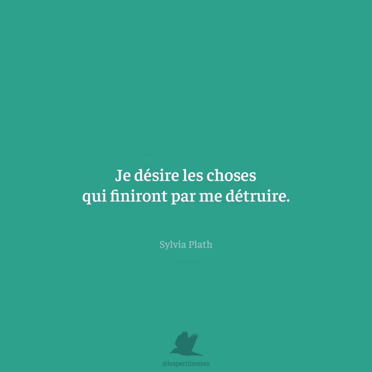 lespertinentes's tweet photo. 💬 Sylvia Plath, avec cette citation poignante, nous plonge au cœur des contradictions humaines.

Elle exprime un désir intense pour des choses qui, elle le sait, auront des conséquences destructrices.

Cette dualité entre attraction et autodestruction est une réalité que beaucoup ressentent mais n'osent pas toujours avouer.

Plath met en lumière cette lutte intérieure, où les désirs et les pulsions peuvent mener à notre propre perte, malgré la conscience de leurs dangers.

Cette citation nous pousse à réfléchir sur la nature de nos désirs et sur la manière dont ils influencent nos vies.

Pourquoi sommes-nous parfois attirés par ce qui nous nuit ?

Est-ce par recherche de sensation, de rébellion, ou par une quête désespérée de quelque chose de plus grand ?

Plath nous invite à explorer ces questions et à examiner nos propres désirs avec une honnêteté brutale.

En reconnaissant cette tendance à l'autodestruction, nous pouvons peut-être trouver des moyens de réorienter nos énergies vers des objectifs plus constructifs et bénéfiques.

💭 Pourquoi penses-tu que nous sommes parfois attirés par des choses qui nous nuisent, malgré en connaître les risques ?

🧐 Sylvia Plath était une poétesse et romancière américaine, connue pour ses œuvres profondément introspectives et souvent sombres, comme "The Bell Jar" et ses recueils de poèmes. Sa capacité à exprimer les luttes intérieures et les contradictions humaines continue de résonner avec les lecteurs du monde entier.

🌟 Rejoins @lespertinentes pour découvrir, réfléchir et grandir ensemble ! 🌱

#sylviaplath #désir #autodestruction #réflexiondujour