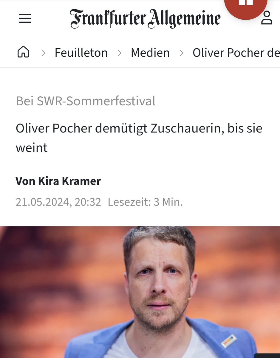 Oliver #Pocher ist und bleibt ein ☠️🤬👹! Widerwärtig, wie dieser talentfreie Emporkömmling mit Menschen umgeht. Unterste Schublade ganz, ganz unten! 🤮 faz.net/aktuell/feuill…