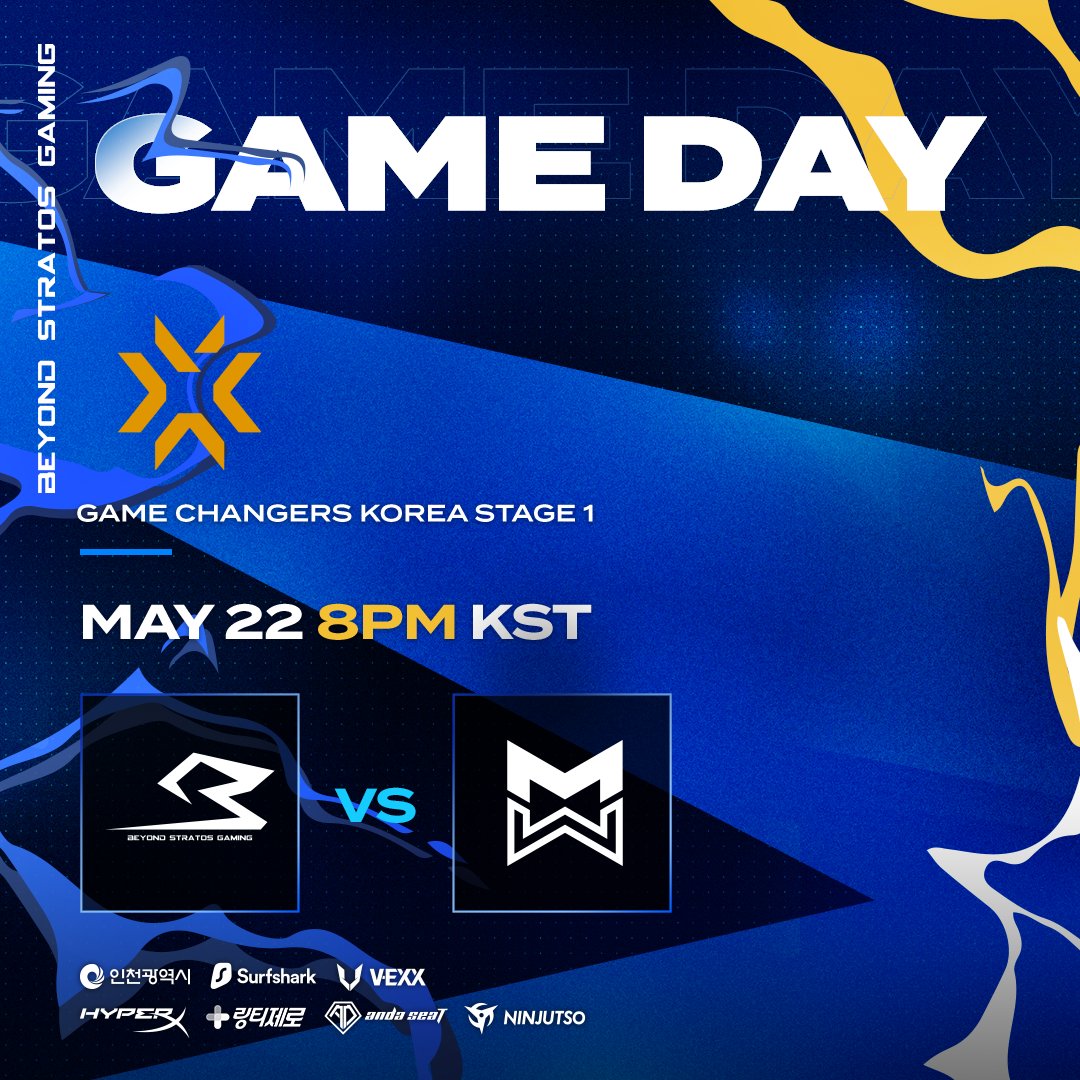 📢  #VCT GC Match Day
📍  GameChangers Korea 🇰🇷 STAGE 1 Final
⚔  Mir Gaming @MirGG_kr

 잠시후 오후 8시에, 결승전에서 뵈겠습니다!
 We'll see you in the final at 8 pm. in a little while!

📆  20:00 KST 

📌 Presented by #surfshark 
<a href="/surfshark/">Surfshark</a>

#BSGWIN #BEYONDUSLIMIT