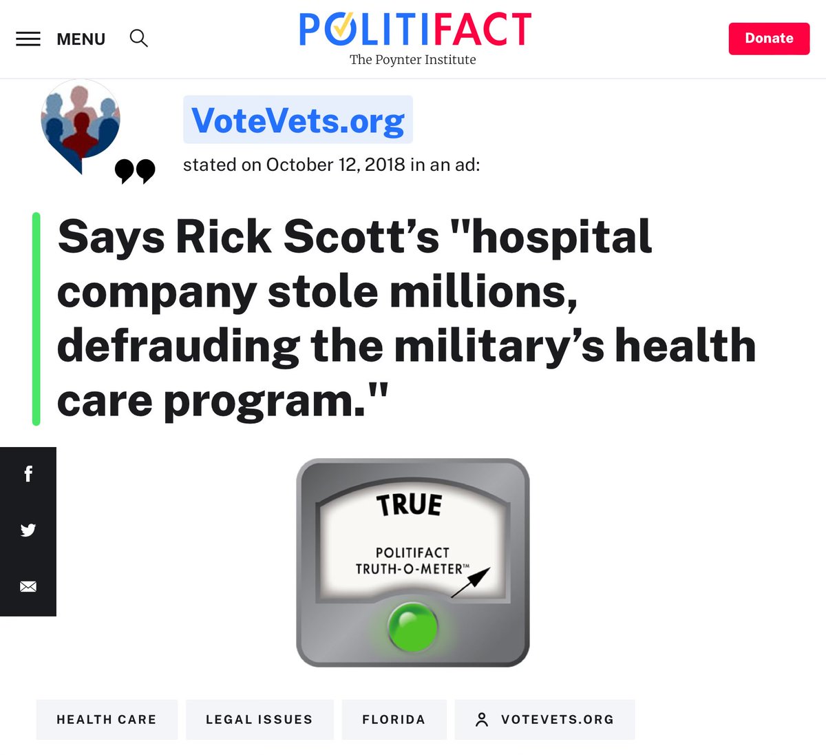 Et Tu Brutus

Rick Scott got $300 million in stock, a $5.1 million severance and a $950,000-per-year consulting contract for five years when the board of Columbia/HCA forced him out.

Flip this seat Florida!
#DemCastFL #ProudBlue #OVFL