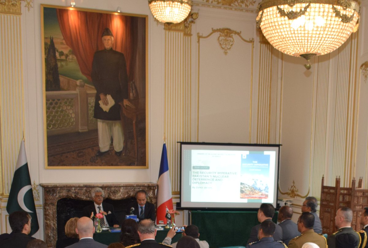 1/2 The Security Imperative - Pakistan’s Nuclear Deterrence and Diplomacy: Presentation of new book by Amb Zamir Akram @Embassy of Pakistan Paris. Keen interest, diverse audience, interactive session - key point: 🇵🇰 nuclear capability is driven purely by the security imperative.