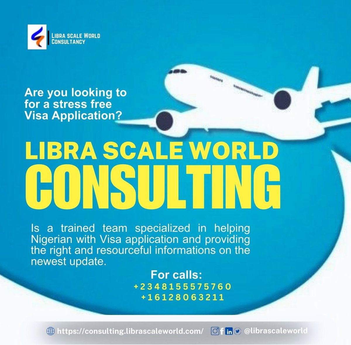 LibraScaleCon's tweet photo. Our services are highly recommendable!"
#ClientSuccess #VisaAssistance #StudyAbroad #BusinessExpansion#viral #travel #hasslefreetravel #Consulting  #travelConsulting https://t.co/O0Pl2vYM4E