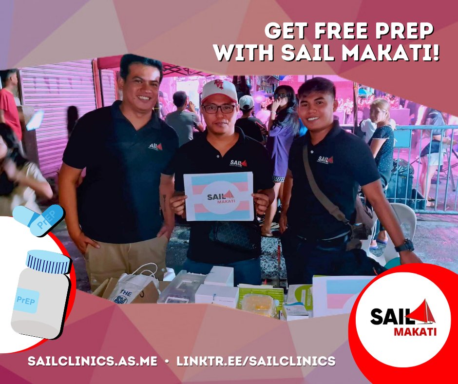 Alam mo bang may gamot para maprotektahan tayo sa HIV? 🛡️

Get tested and start on the protection of #PrEP FREE w/ the #SAILClinics linktr.ee/sailclinics or w/ #SAILTelePrEP delivery linktr.ee/sailteleprep!

We'll see you at SAIL. ⛵️
#TogetherWeSAIL!
linktr.ee/sailclinics