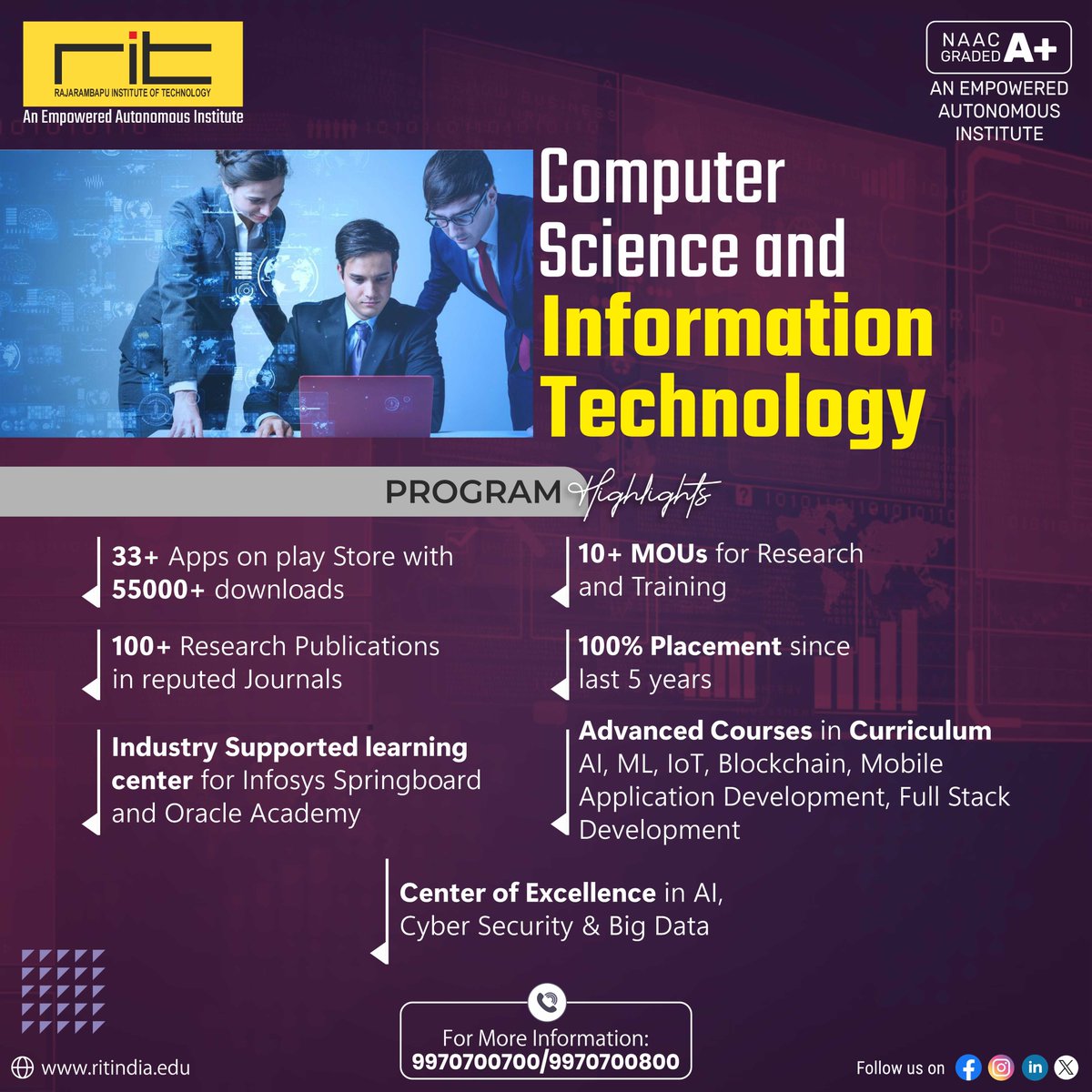 Unlock your potential with our cutting-edge Computer Science and Information Technology programs! Apply now and join a community of innovators shaping the future of technology. 🚀 #EngineeringAdmissions #CSIT #FutureTechLeaders
