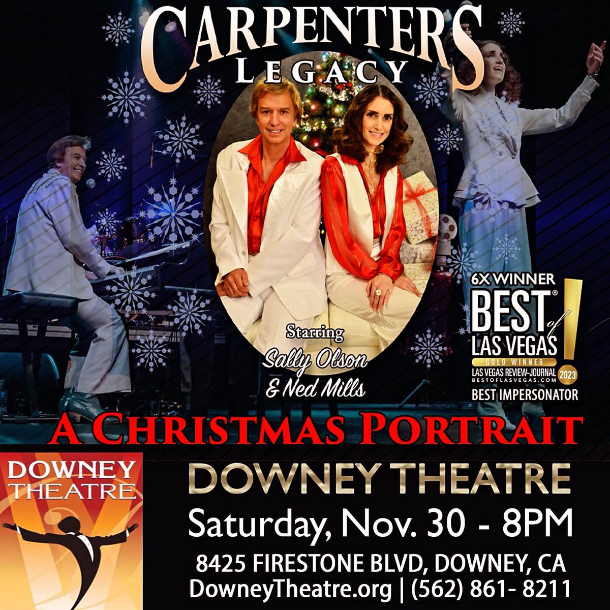 We are thrilled to announce that we will be returning to the Downey Theatre for the 4th time! Join us this holiday season for Carpenters Legacy: A Christmas Portrait on November 30. We absolutely love performing in Downey, the home of the Carpenters!