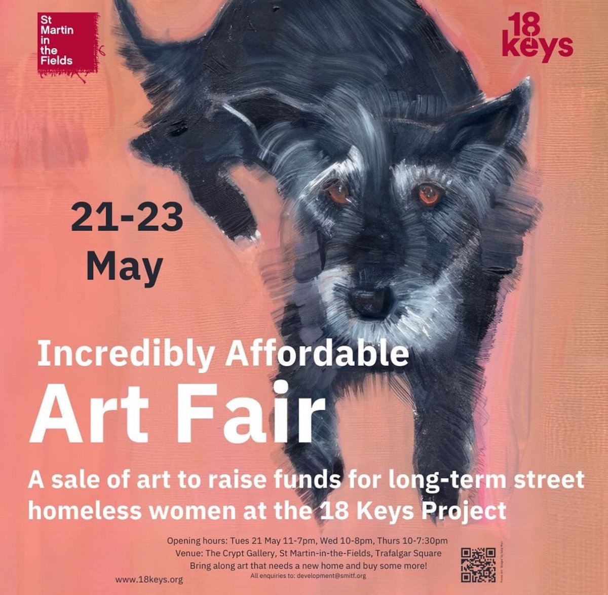 Thank you @PamAyres for donating two wonderful paintings that you have done for @18_keys and here is the invitation to share with anyone who wants to come along - we are open today and Thursday.