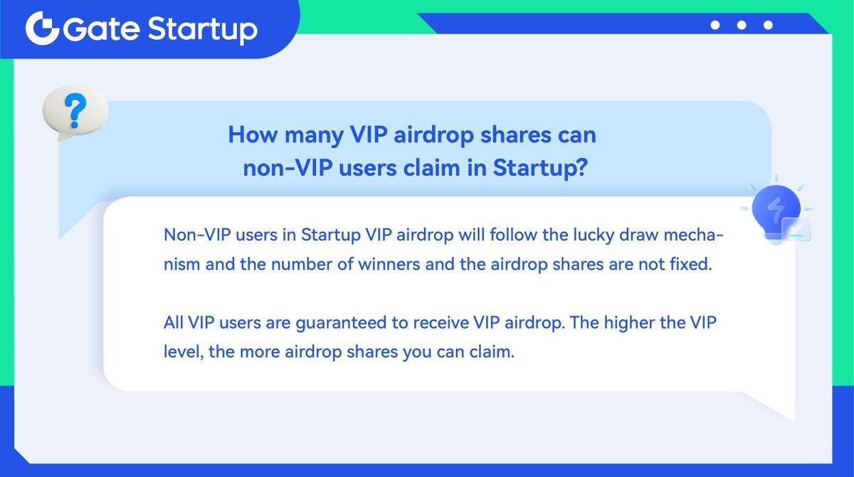 🙌 All VIP users are guaranteed to receive VIP airdrop. ☑️Secure your chances for VIP airdrops by upgrading your VIP level. 🚀Take advantage of our 50% Off VIP Upgrade event to elevate your VIP level now: gate.io/questionnaire/… #GateioStartup #GateioVIP