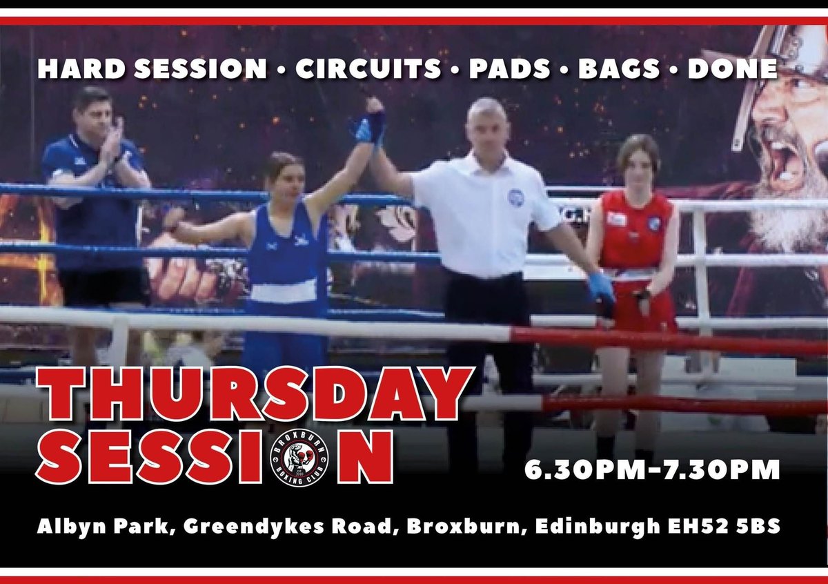 🥊 𝐓𝐡𝐮𝐫𝐬𝐝𝐚𝐲 𝐁𝐨𝐱𝐢𝐧𝐠 Tonight’s session runs from 6.30 until 7.30pm and new comers welcome! Join in having fun while getting fit with fully qualified coaches down at Broxburn Boxing Club. See you tomorrow! 👋🏻