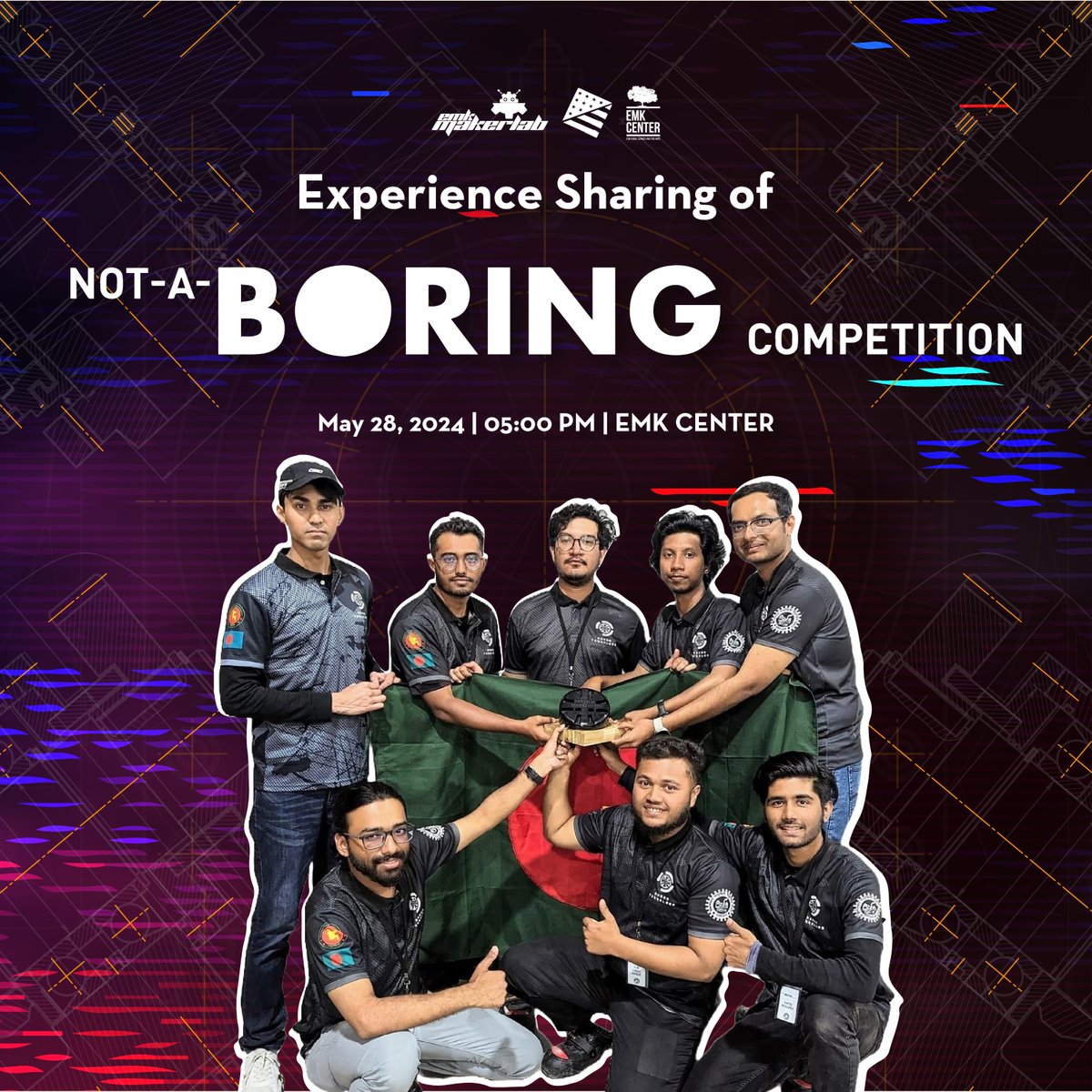 History has been made as Team 'Bored Tunnelers' punches their ticket to the finals of Elon Musk's 'Not-A-Boring Competition'! Don't miss their inspiring journey at EMK Center on May 28th at 5:00 PM. Register now: forms.gle/mnZLTLy1hAP3g1…

#emkcenter #amspaces #americanspaces