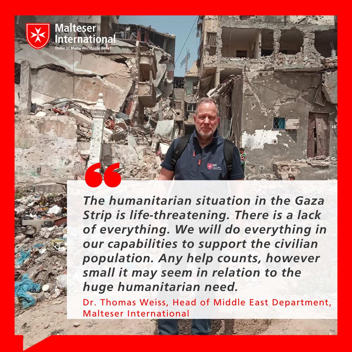 MalteserInt's tweet photo. Together with the #OrderofMalta and in cooperation with local partners, we've launched a joint mission with the aim to provide life-saving food and medical assistance for people in need in #Gaza. 👉 https://t.co/WUCsg11e6D https://t.co/iFHpDA2ws1