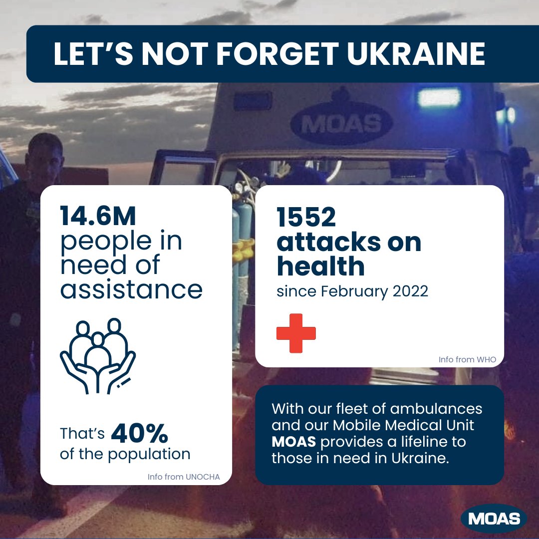 The #humanitarian crisis in #Ukraine is escalating, with intensified #attacks in 2024 causing widespread devastation. #MOAS is providing a lifeline to those in desperate need of emergency medical care. Learn more about our mission and give what you can: moas.eu/ukraine/