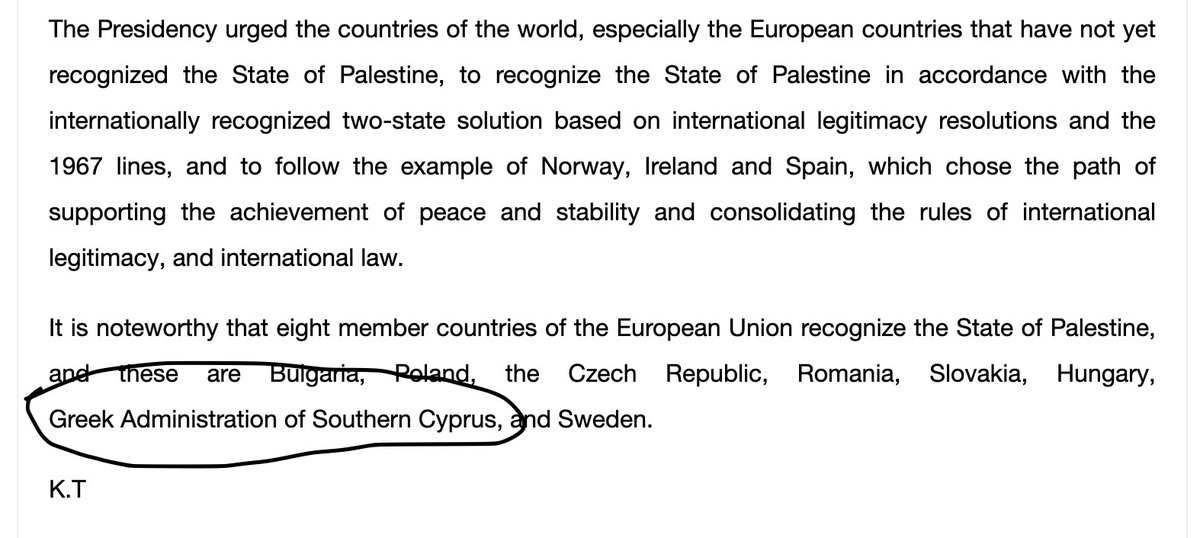 Η Διοίκησης των Παλαιστινιακών εδαφών αναφέρει την Κυπριακή Κυβέρνηση ως 'ελληνική διοίκηση της Νότιας Κύπρου'. Πολλά μπράβο στους εγχώριους υποστηρικτές της παράνομης και απάνθρωπης τουρκικής εισβολής στην Κύπρο και της συνεχόμενης παραβίασης άνω των 5 άρθρων του ΟΗΕ για
