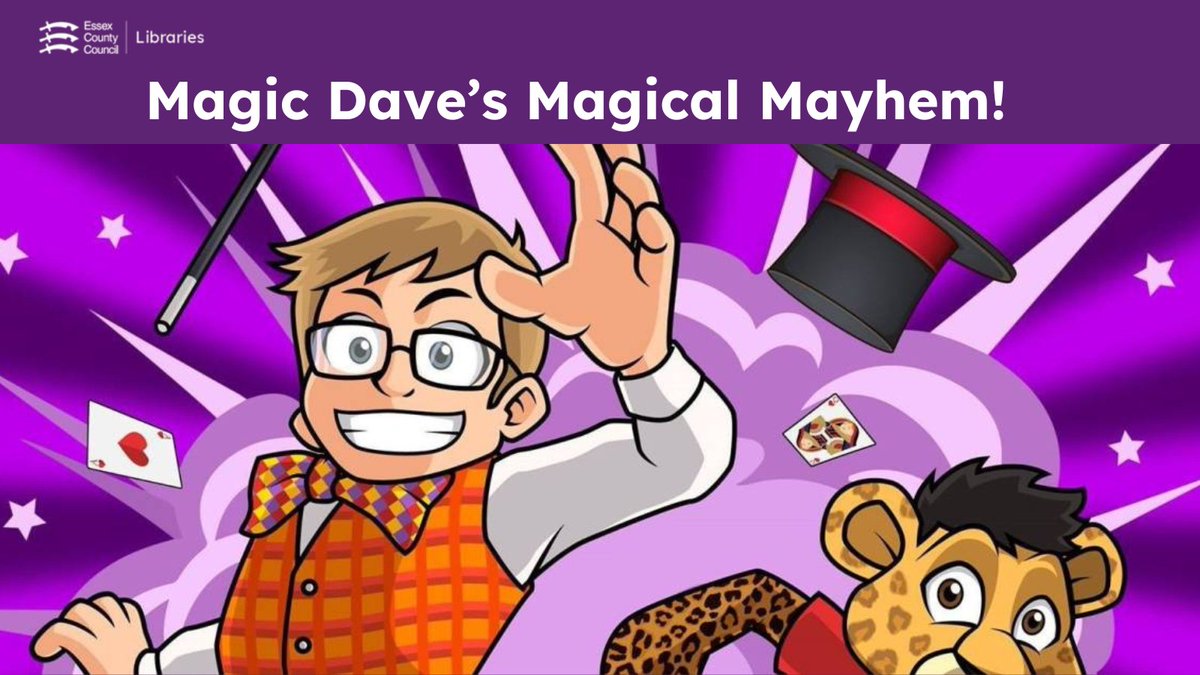 Basildon Library welcomes Magic Dave who will be performing a live children's magic show this Saturday 25th May, 11:30-12:15 & 13:30-14:15. Tickets are £3 each (plus non-refundable booking fee). Find out more and book: library-events.essex.gov.uk/event?id=128992