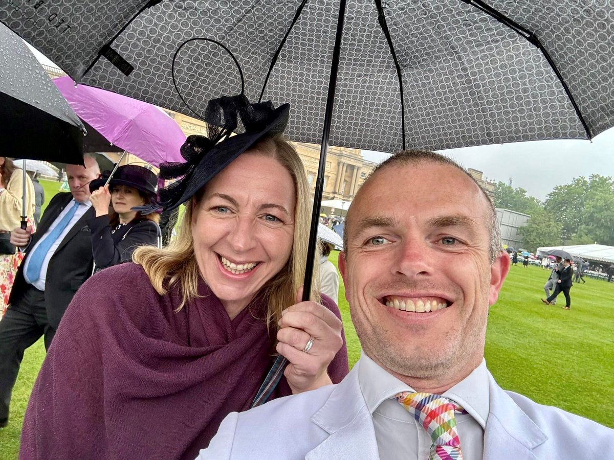 Look who was at the King's Garden Party! Our head of Access @HannahRolley was invited by the Department of Education to Buckingham Palace yesterday in recognition of her contribution to education; she and Senior Access Officer Richard had a fantastic (if damp) time - well done!