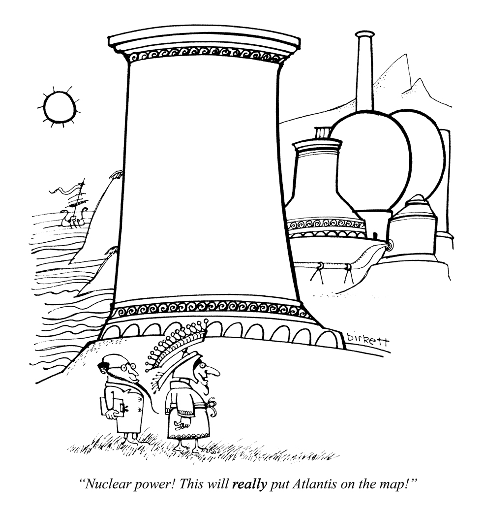 Today's PUNCH Cartoon Classic. 'Nuclear power! This will REALLY put Atlantis on the map!' Peter Birkett 1982 #energy #myths #Plato #Greece #AncientWorld #Antiquity #science #technology #disasters #catastrophes