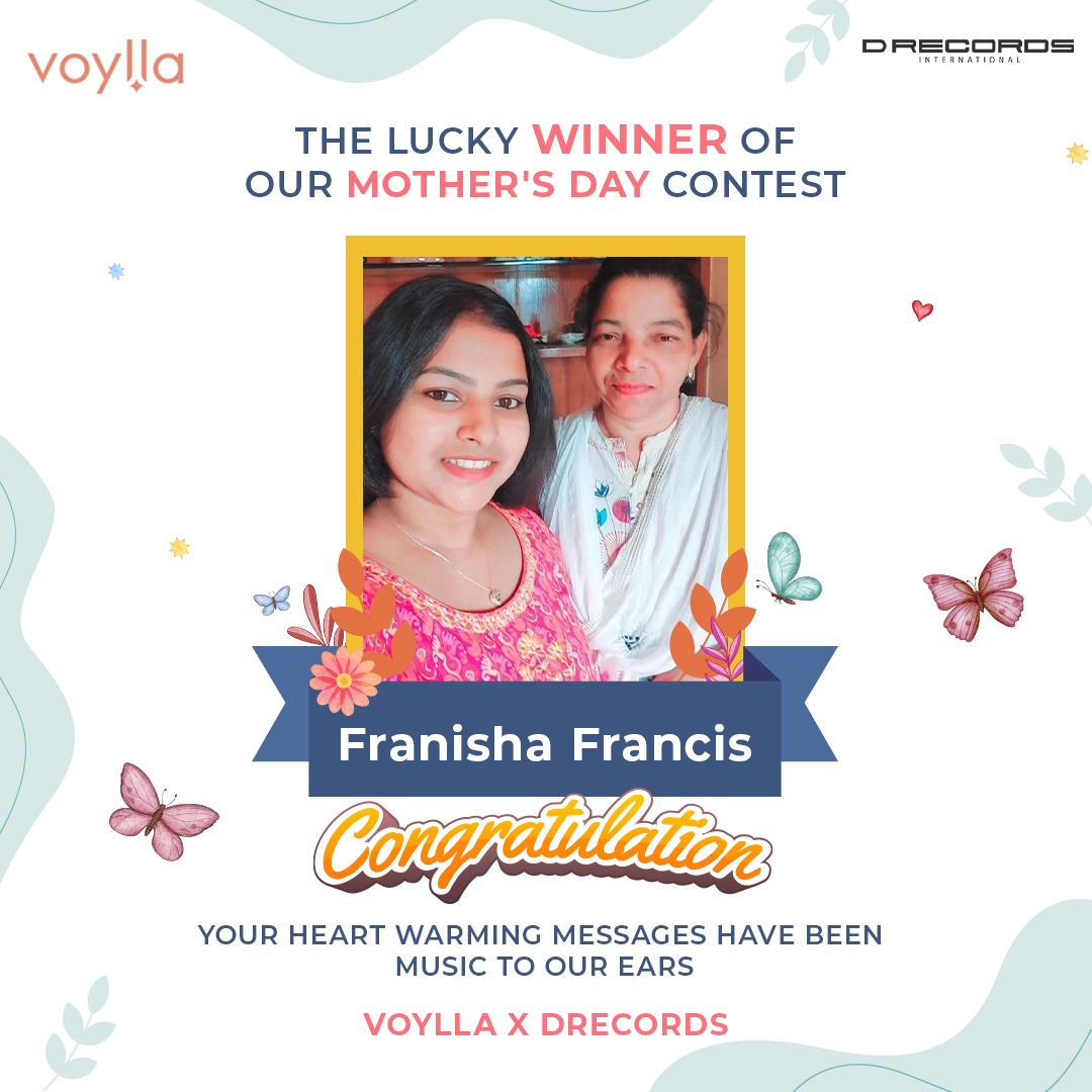 Congratulations Ms. Franisha Francis, our third winner!

Your special moment with your mom has won you our hearts & Ofcourse, a stunning hamper from @voyllaFashion powered by @Drecords_in.

 #WinnerAlert #CelebrateMom #Voylla #DrecordsInternational #MomentsWithMom #VoyllaContest
