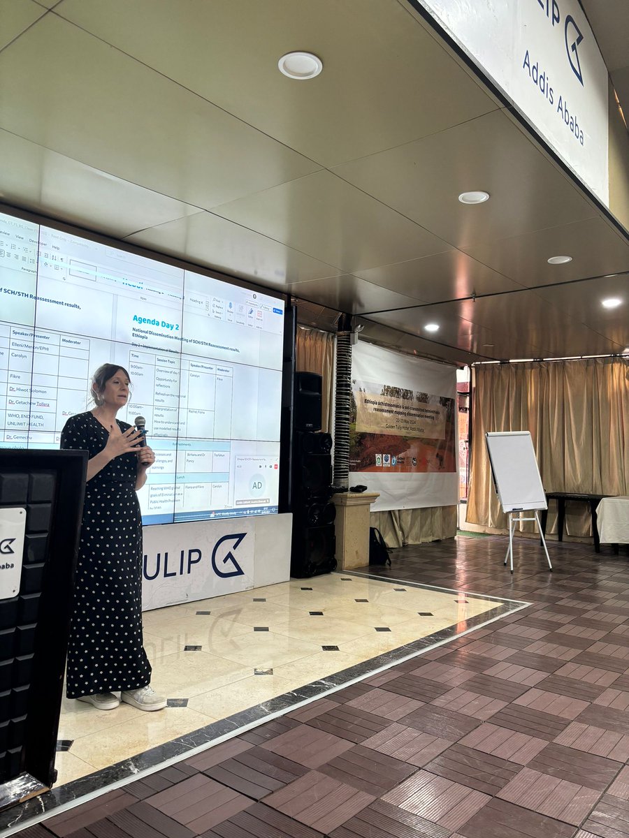 .@drfionafleming from our team gave the keynote address at the opening of the #schisto and soil-transmitted #helminthiasis reassessment mapping dissemination meeting. We've been working with @FMoHealth on an innovative geospatial design to gather and model epidemiological data.