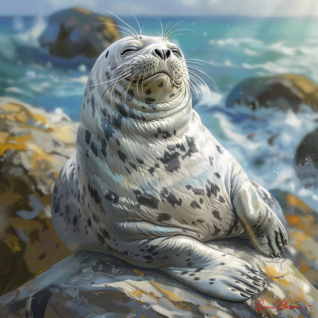 BeanieBlossom's tweet photo. Basking in the sun's warmth, contentment washes over like the gentle waves.
#DigitalArt #AIArtWork #DigitalArtWork #AIArt #AIArtists #AIArtCommunity #SealSerenity #SunlitShore #CoastalCalm https://t.co/dPD4RC819A