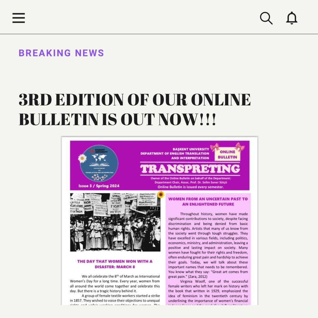 Öğrencilerimizin hazırladığı bölüm gazetemizin 3. sayısı yayında! Web sitemizden erişebilirsiniz. Emeği geçen tüm öğrencilerimize teşekkür ederiz.