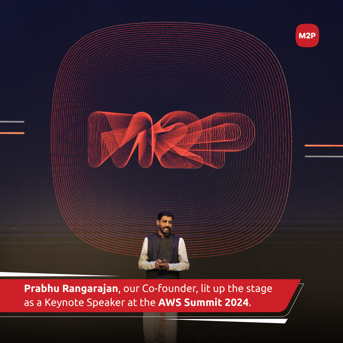 m2pfintech's tweet photo. Our Co-founder, Prabhu Rangarajan delivered a vibrant keynote session at AWS Summit Bengaluru.

He poured his insights on how M2P is revolutionizing Fintech and leading the charge as AWS's first customer, building a robust financial infrastructure for the future.

#AWSSummit #M2P https://t.co/1VuALaGDJK