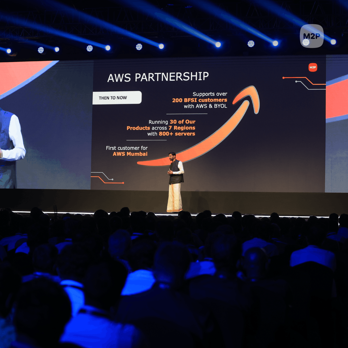 m2pfintech's tweet photo. Our Co-founder, Prabhu Rangarajan delivered a vibrant keynote session at AWS Summit Bengaluru.

He poured his insights on how M2P is revolutionizing Fintech and leading the charge as AWS's first customer, building a robust financial infrastructure for the future.

#AWSSummit #M2P https://t.co/1VuALaGDJK