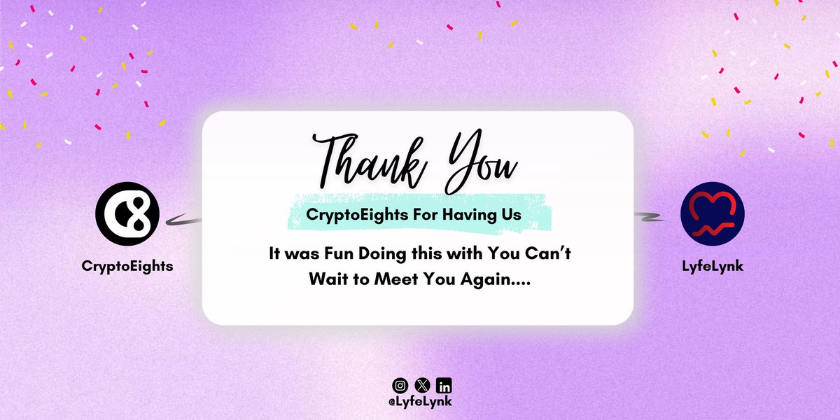 What an incredible AMA session! Big thanks to @CryptoEights for featuring us in their article: 'Lyfrelynk: Transforming Health Data Usage.' Article: x.com/cryptoeights/s… Exciting times ahead! #healthtech #Lyfelynk