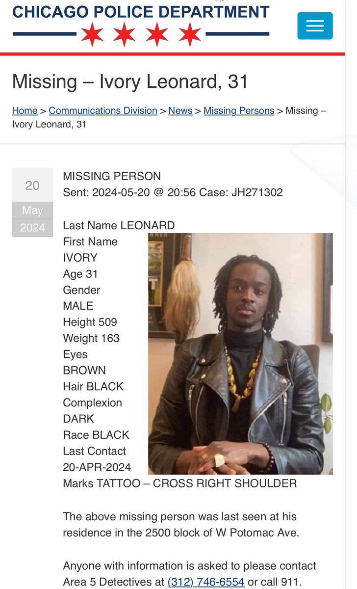 CHICAGO: 
I can’t believe this is reality - but if you’ve seen my friend Ivory please contact the phone number listed.