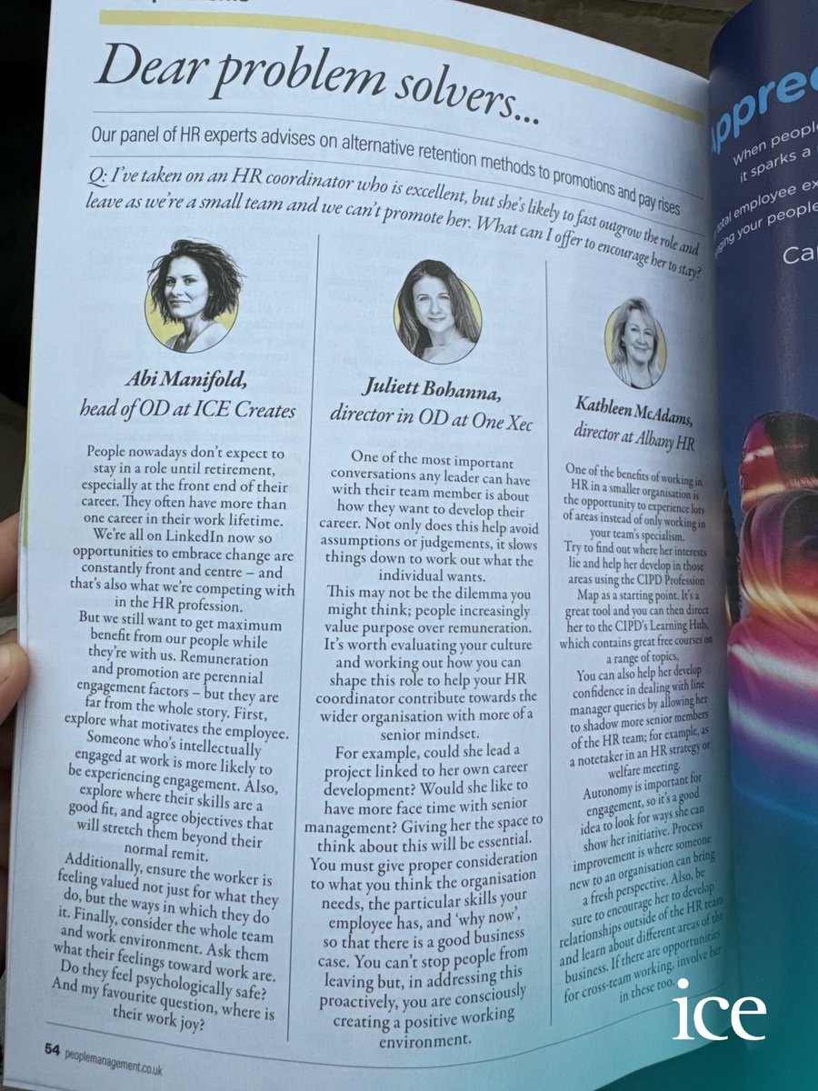 Check out our Head of OD (Organisational Development), Abi Manifold, in the latest issue of <a href="/PeopleMgt/">People Management</a> magazine🧠

Delve into our OD offering here: icecreates.com/services/cultu…