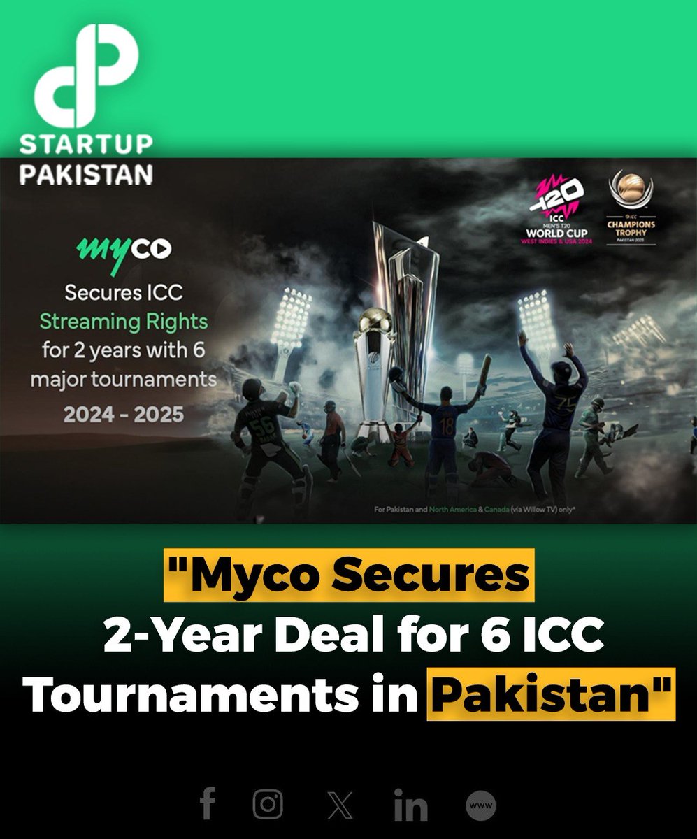 Myco, the leading web3 video streaming platform has secured the digital streaming rights for 6 prestigious ICC tournaments for 2 years. Read More Here: startuppakistan.com.pk/myco-secures-2… #Mayo #Secures #Tournament #Pakistan