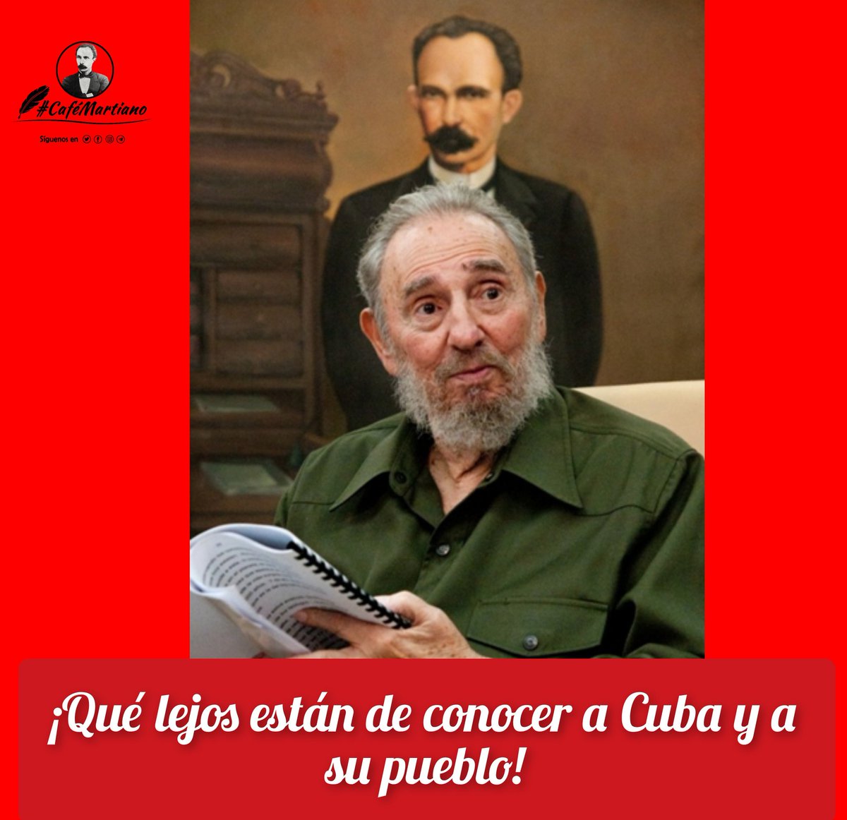 Buenos días 🇨🇺 #CaféMartiano Así escribió Fidel un 22 de mayo de 2008 y así resistiremos: “Deseamos consignarlo ante la historia: ¡las ideas inmortales que Martí irrigó con su sangre no serán jamás traicionadas!” ¡'Patria o Muerte, José Martí Venceremos'! #CubaViveEnSuHistoria