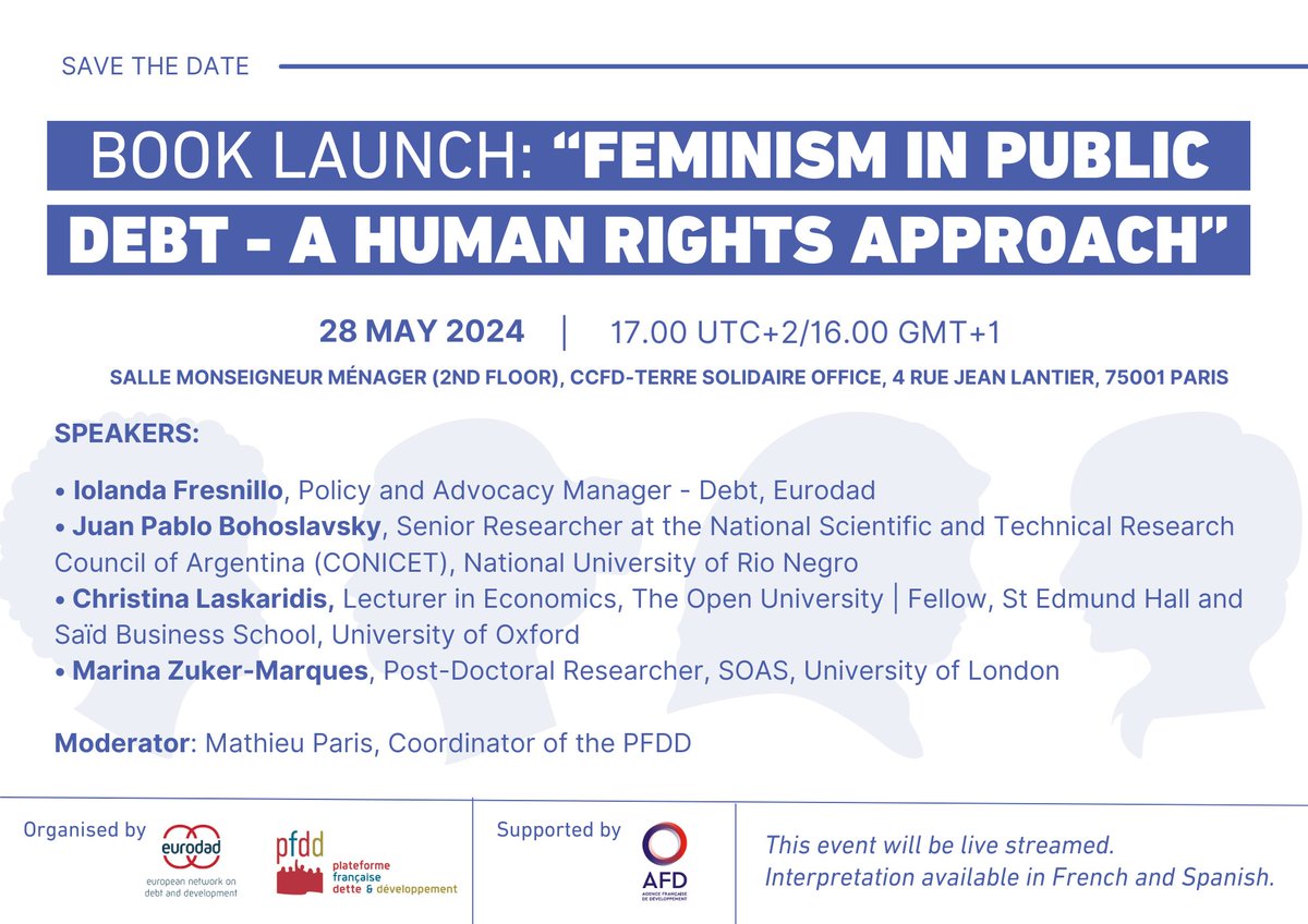 How to address systemic inequalities in global financial architecture❓ Join us, @PFDD_fr & #debt experts @ifresnillo, Juan Pablo Bohoslavsky, @ChristinaLaska1 @MarinaZucker next week for this important debate. Online: ow.ly/osyb50RQFlt In person: ow.ly/fVxZ50RQFkM