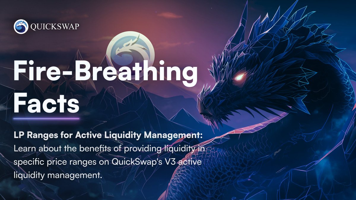 LP ranges for V3 active liquidity management on QuickSwap... what's that all about? 🤔 Time to learn the benefits of LPing in specified ranges in this edition of fire-breathing facts! For a lot of users, V3 active liquidity management is daunting and intimidating. But for those