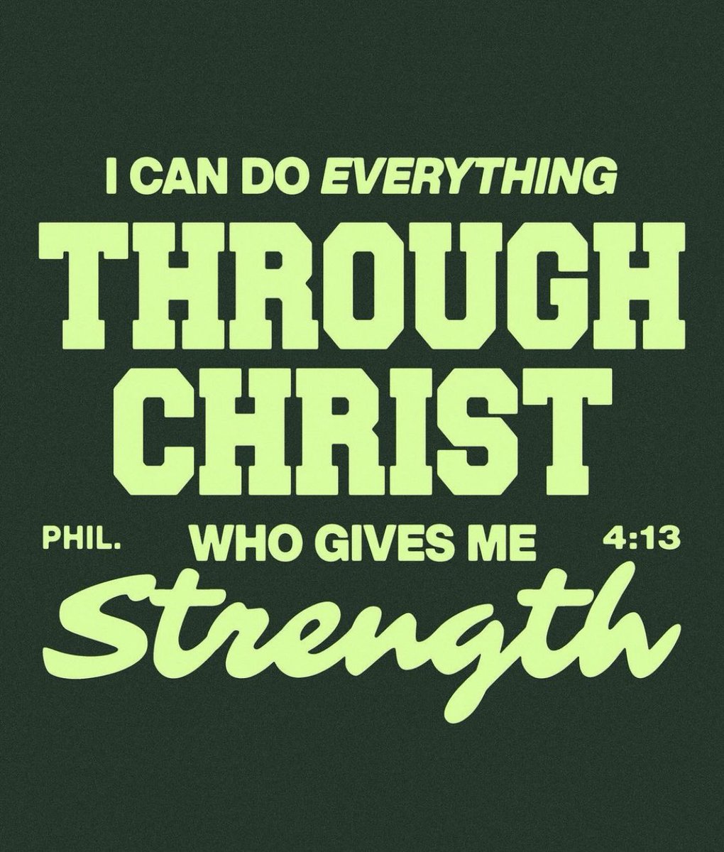 “I know how to be brought low, and I know how to abound. In any and every circumstance, I have learned the secret of facing plenty and hunger, abundance and need. I can do all things through him who strengthens me.” Philippians 4:12-13 💚 Image from designbyreuben. #TrustJesus