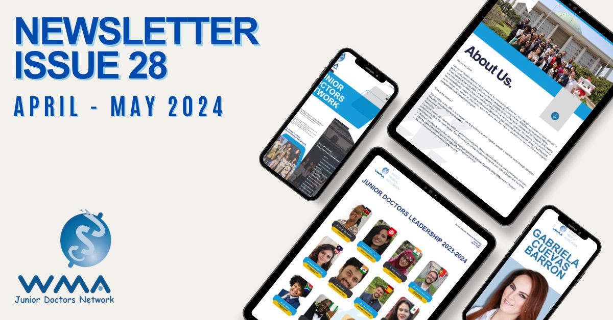 📢 Read the new issue of the @medwma @WMAJDN Junior Doctors Network Newsletter which is just published! Meet the JDN Leadership 2023-2024, read about Universal health coverage activities and the role of Junior Doctors and more! 👉See full newsletter here ow.ly/k3TO50RQAME