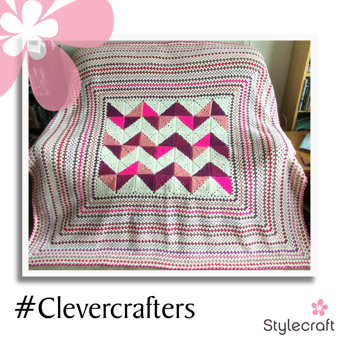 It’s Wednesday & time to start sharing a selection of your fab #stylecraftclevercrafters pics. We love Sally Ann Richards’ crocheted quilt inspired by patchwork – very clever. #clevercrafters