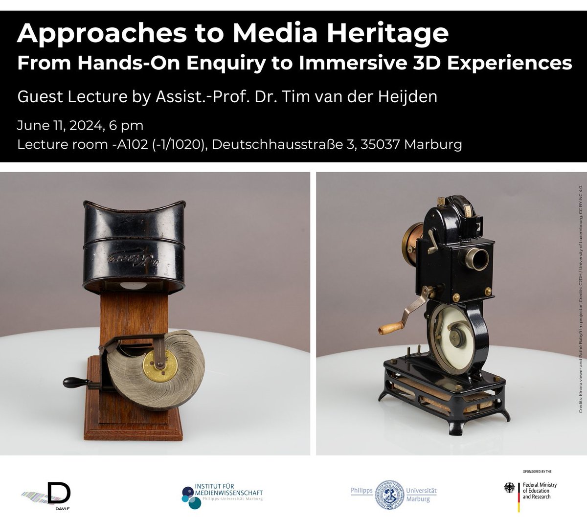 DAVIF | fedihum.org/@davif (@davif_project) on Twitter photo We're looking forward to having #DAVIF-fellow <a href="/tvanderheijden/">Tim van der Heijden @timvanderheijden.bsky.social</a> <a href="/OU_Nederland/">Open Universiteit</a> as a guest <a href="/Uni_MR/">Philipps-Universität</a>, where he'll give a lecture on "Approaches to Media Heritage". Come along! #DigitalFilmHistory #DH
📆 Tue, June 11, 6 pm
👉 More info: uni-marburg.de/Yvz6na We're looking forward to having #DAVIF-fellow <a href="/tvanderheijden/">Tim van der Heijden @timvanderheijden.bsky.social</a> <a href="/OU_Nederland/">Open Universiteit</a> as a guest <a href="/Uni_MR/">Philipps-Universität</a>, where he'll give a lecture on "Approaches to Media Heritage". Come along! #DigitalFilmHistory #DH
📆 Tue, June 11, 6 pm
👉 More info: uni-marburg.de/Yvz6na
