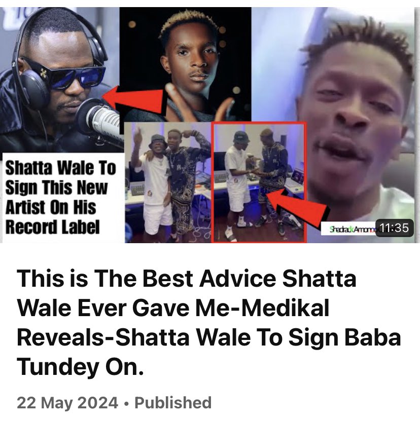 • “The Best Advice I’ve Ever Received In My Life Was Coming From Shatta Wale” - Medikal Reveals The Best Advice Shatta Wale Ever Gave Him in his Life.. • Shatta Wale To Sign New Artist On his “Shatta Movement Records” Label?? He Was Spotted With New Singer ‘Baba Tundey’ in