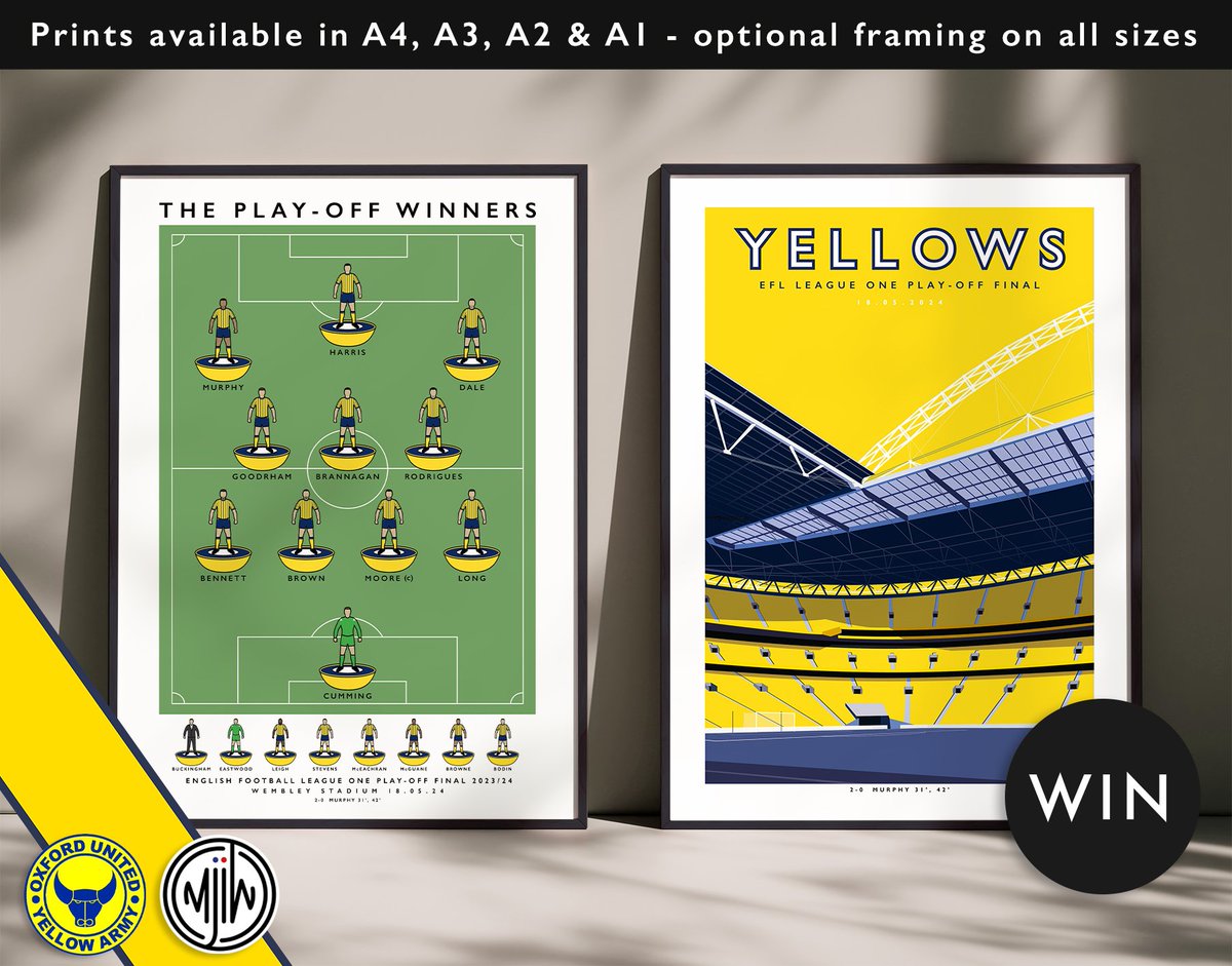 SPECIAL WEMBLEY 2024 GIVEAWAY😍

Someone we have worked with over the years, <a href="/matthewjiwood/">matthew j i wood design</a>, has given us these incredible prints to give away 👏💛 

To enter:
👉 Follow <a href="/YellowArmyOUFC/">The Yellow Army</a> and <a href="/matthewjiwood/">matthew j i wood design</a>
🔁 Retweet this post 

We will announce the winner on Sunday 🏆

#OUFC