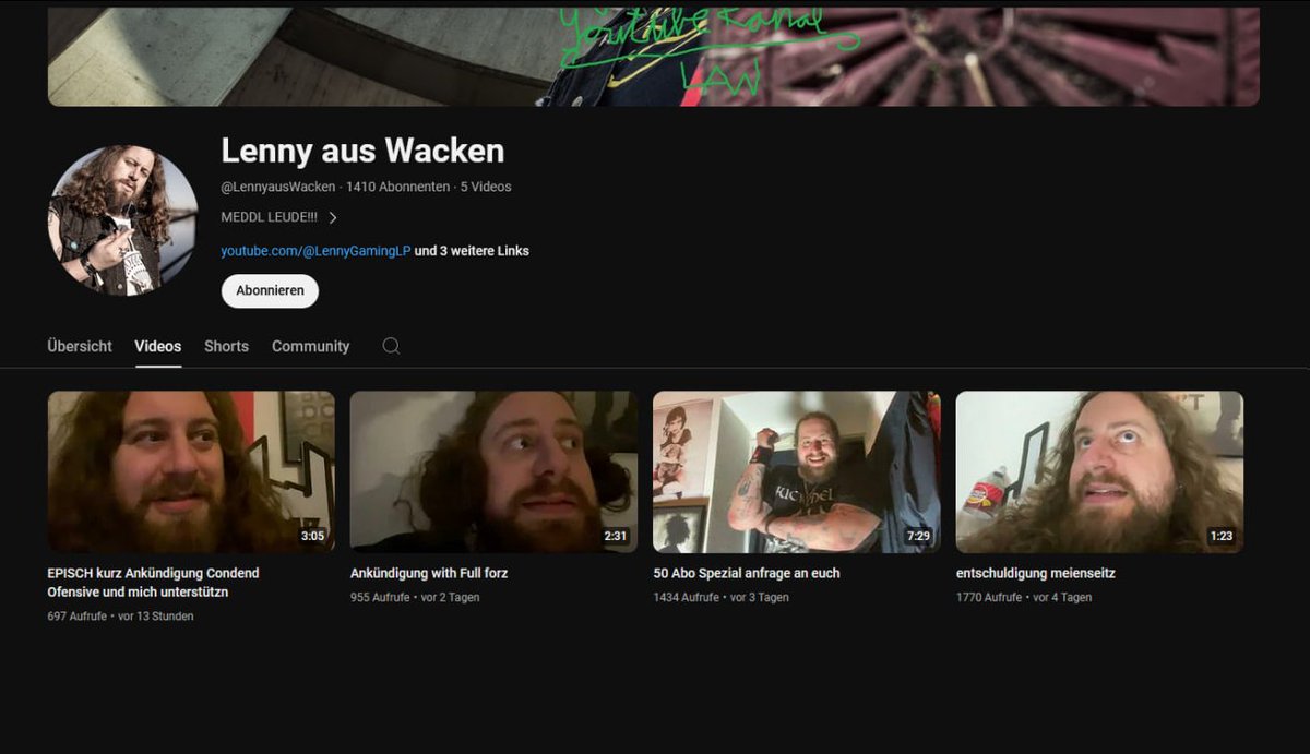 DwSnare's tweet image. "Lenny aus Wacken" macht etzala eins zu eins die Videos nach! Jetzt schon eine Legende!
Ich kann nimmer 🤣🤣🤣🤣
#drachenlord