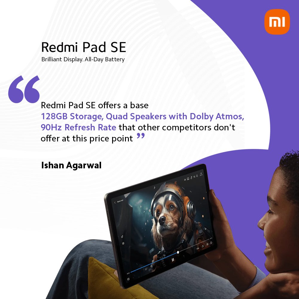 Experience unbeatable entertainment with #RedmiPadSE. 🎬😍 Here is what @ishanagarwal24 has to say about it. Buy Now: bit.ly/4dtS5VC