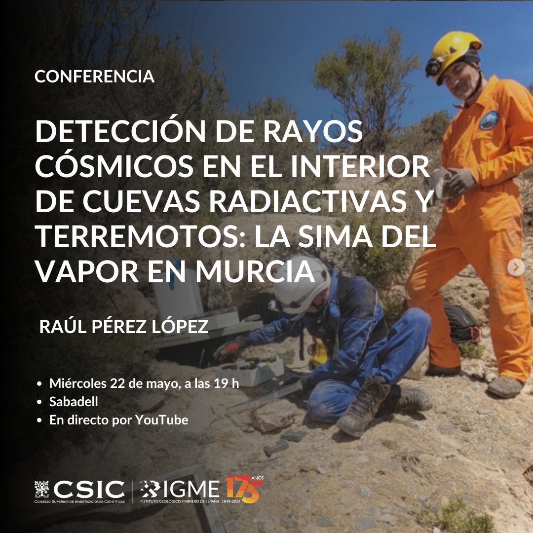 🌌Conferencia: Detección de rayos cósmicos en cuevas y terremotos🗓️ Miércoles 22 de mayo, 19 h 📍 Sabadell  🎙️ Raúl Pérez López, experto en geología y sismos. ¡No te la pierdas! Síguela en directo aquí: YouTube: youtube.com/@astrosabadell…