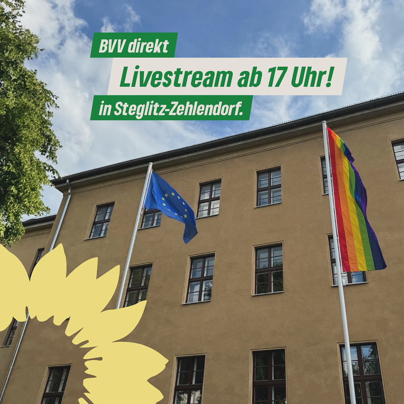 Heute könnt Ihr die BVV wieder ab 17 Uhr im Livestream verfolgen berlin.de/ba-steglitz-ze…   Neben unseren grünen Anfragen zum Schulmittagessen und zum Gratulationsdienst im Bezirk wird es auch um (2)