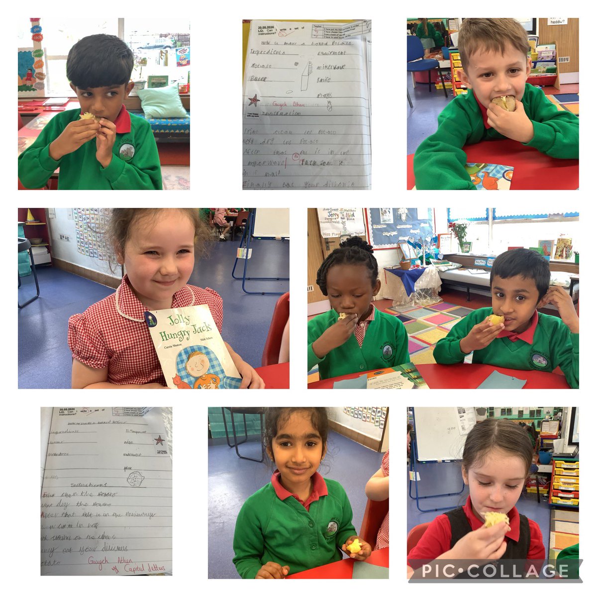 This morning the children that read ‘Jolly Hungry Jack’ this week have made a Jacket Potato and written the instructions too @CSC_langlitcomm