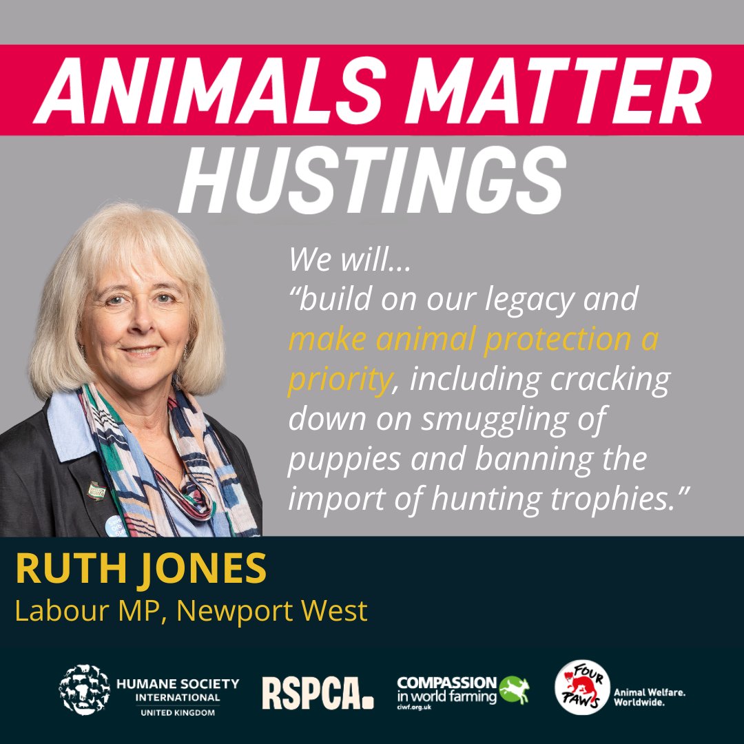 'All animals deserve to be protected against inhumane shipment and to be able to live a life of dignity.' Thank you @RuthNewportWest for representing @UKLabour at our #AnimalsMatter Hustings event yesterday.