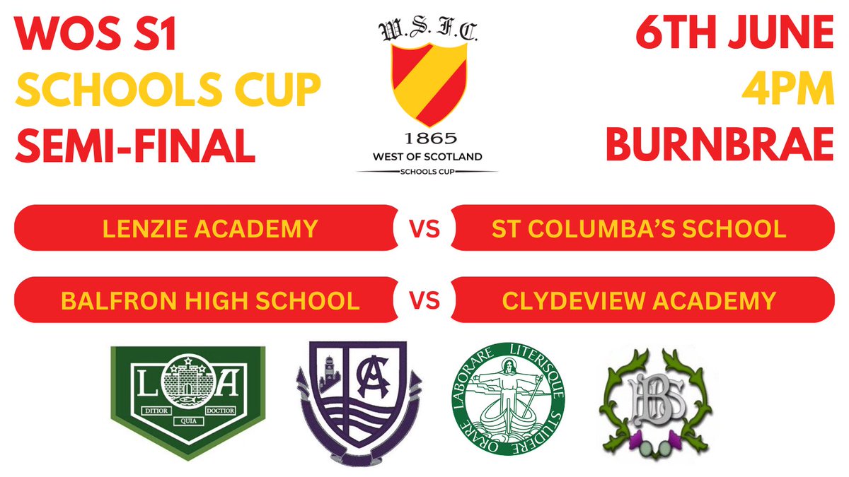 BurnbraeBull's tweet photo. 🔴🟡 WOS Schools Cup 🟡🔴

Yesterday was the final qualification round for the WOS Schools Cup. 

Well done to everyone who has played so far! 

All the info you need on the semi-finals are below ⬇️ 

#WestRugby https://t.co/fjqLC76fLJ
