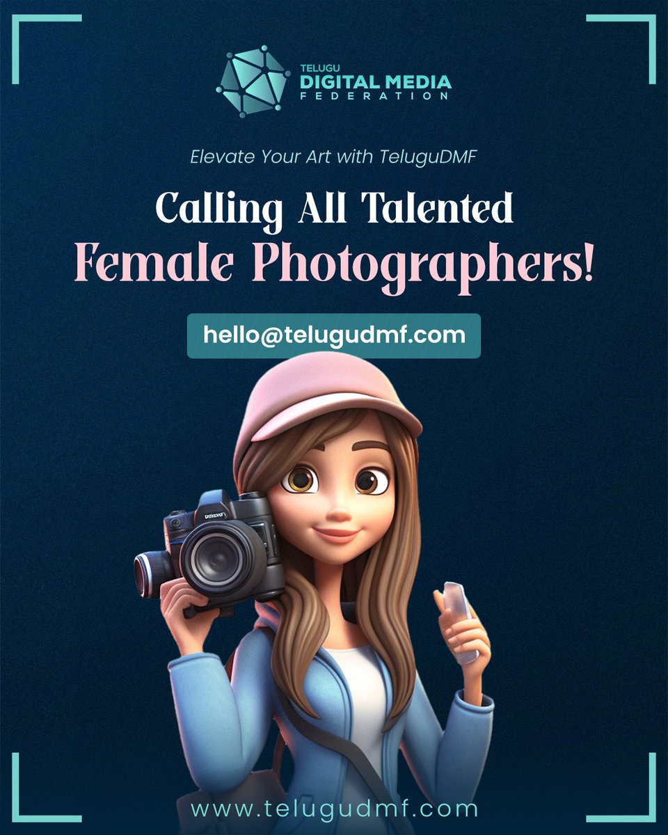 📸 Calling All Female Photographers! 🌟 Are you ready to shine and collaborate with the stars? This is your chance! We are looking for talented female photographers to join us in an exciting collaboration ✨ Send your profiles and work to 📧 hello@telugudmf.com and grab this