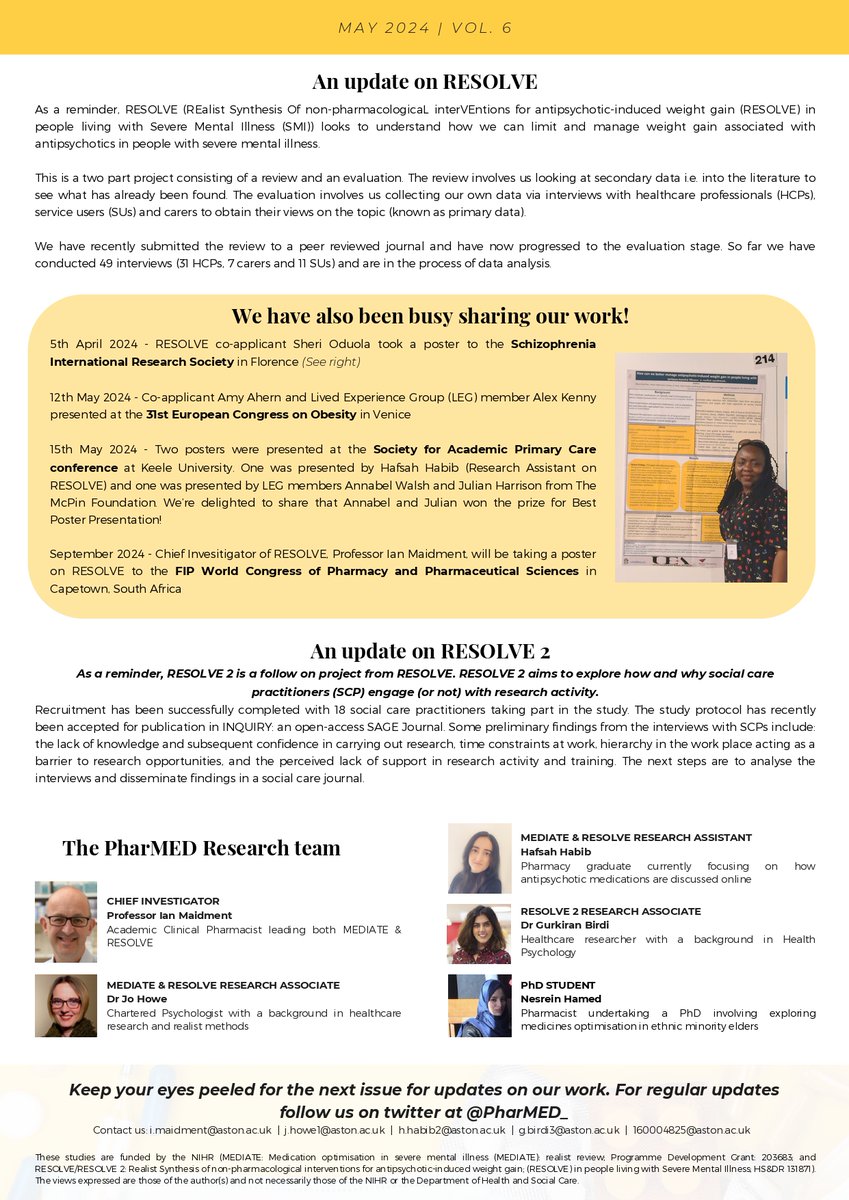 Welcome to the sixth issue of our PharMED newsletter. We hope you enjoy! @Prof_Ian_M @DrJoHowe @Hafsah_Habib @birdigk93 @NesreinHamed @PharmacistSimon @EmmaPat53431265 @RachelUTG @EatingBehaviour @amy_ahern @McPinFoundation @NIHRcommunity @max_carlish @awalsh9890 @leicsparta