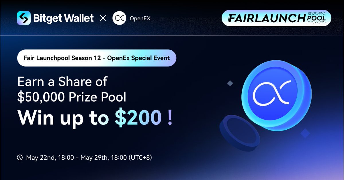 🏆Join us on the exciting #BGWFairLaunchpool Season 12!
🤩 Trade on #BitgetWallet, and earn airdrops up to $200. The event's $50,000 prize pool is sponsored by <a href="/openex_network/">OpenEX</a>

👉How to participate:
Go to the #BitgetWallet App -> Earning Center -> Fair Launchpool to find the