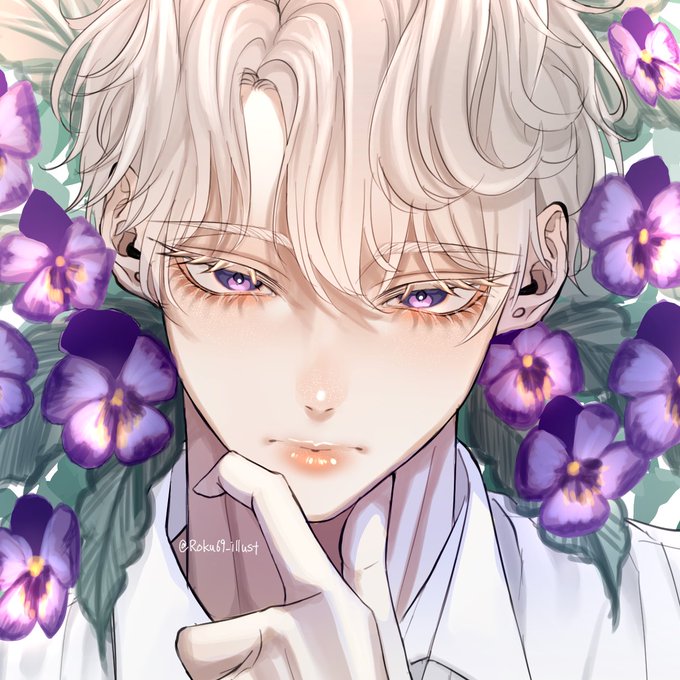 「looking at viewer purple flower」 illustration images(Latest)